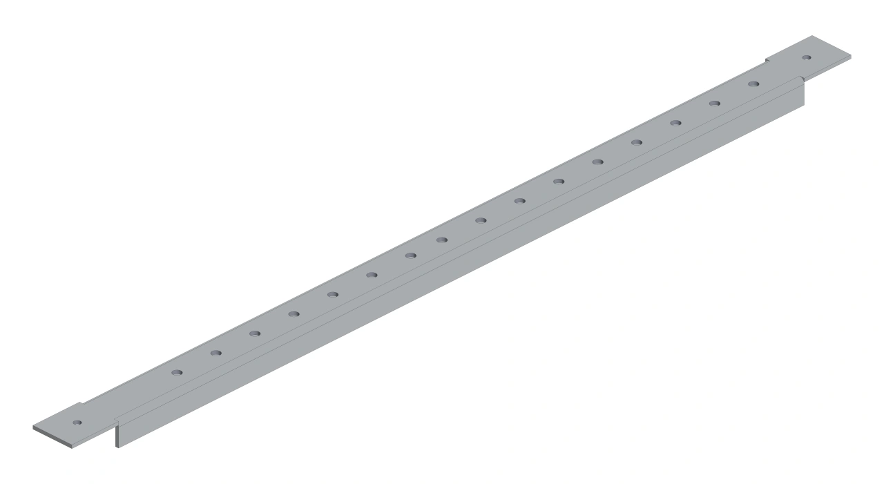 Perforated rail for assembly 60mm busbar-system 3 unit-wide