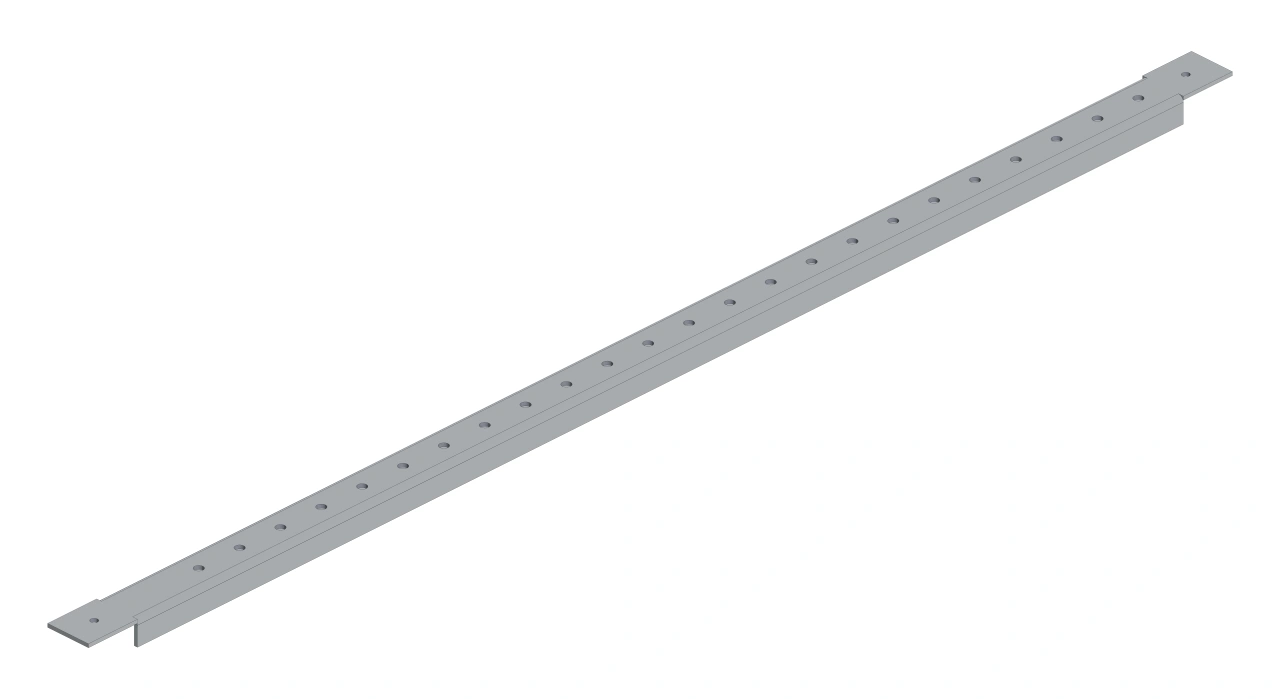 Perforated rail for assembly 60mm busbar-system 4 unit-wide