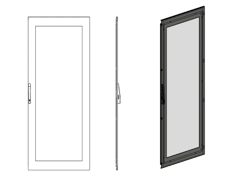 Uşă dreapta transparentă pt. dulap cu 2 uşi, Î=2000 L=600 mm
