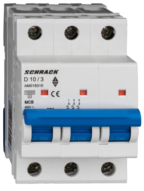 Întreruptor automat modular (MCB) AMPARO 10kA, D 10A, 3 poli