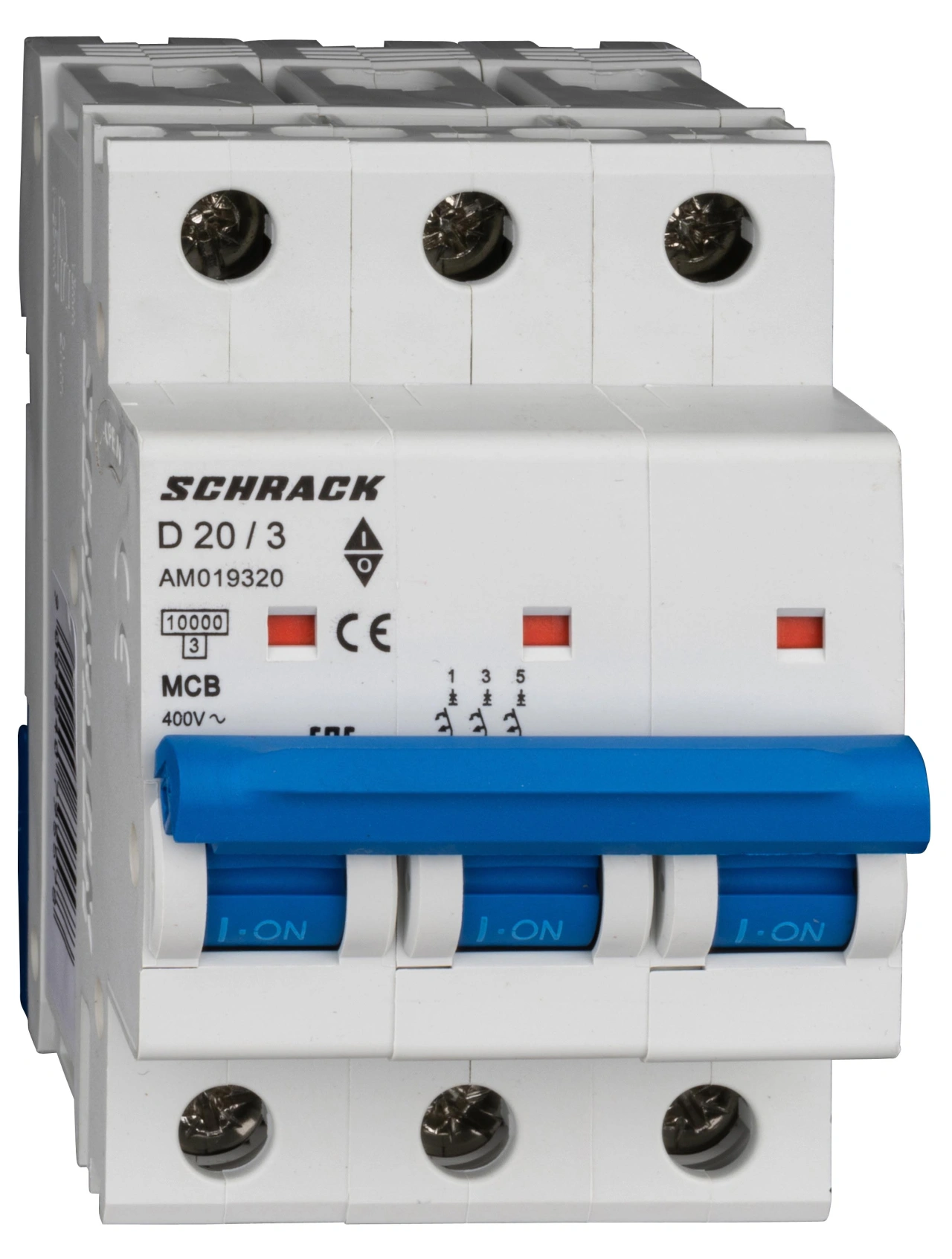 Întreruptor automat modular (MCB) AMPARO 10kA, D 20A, 3 poli