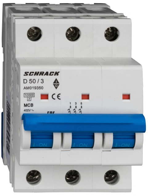 Întreruptor automat modular (MCB) AMPARO 10kA, D 50A, 3 poli