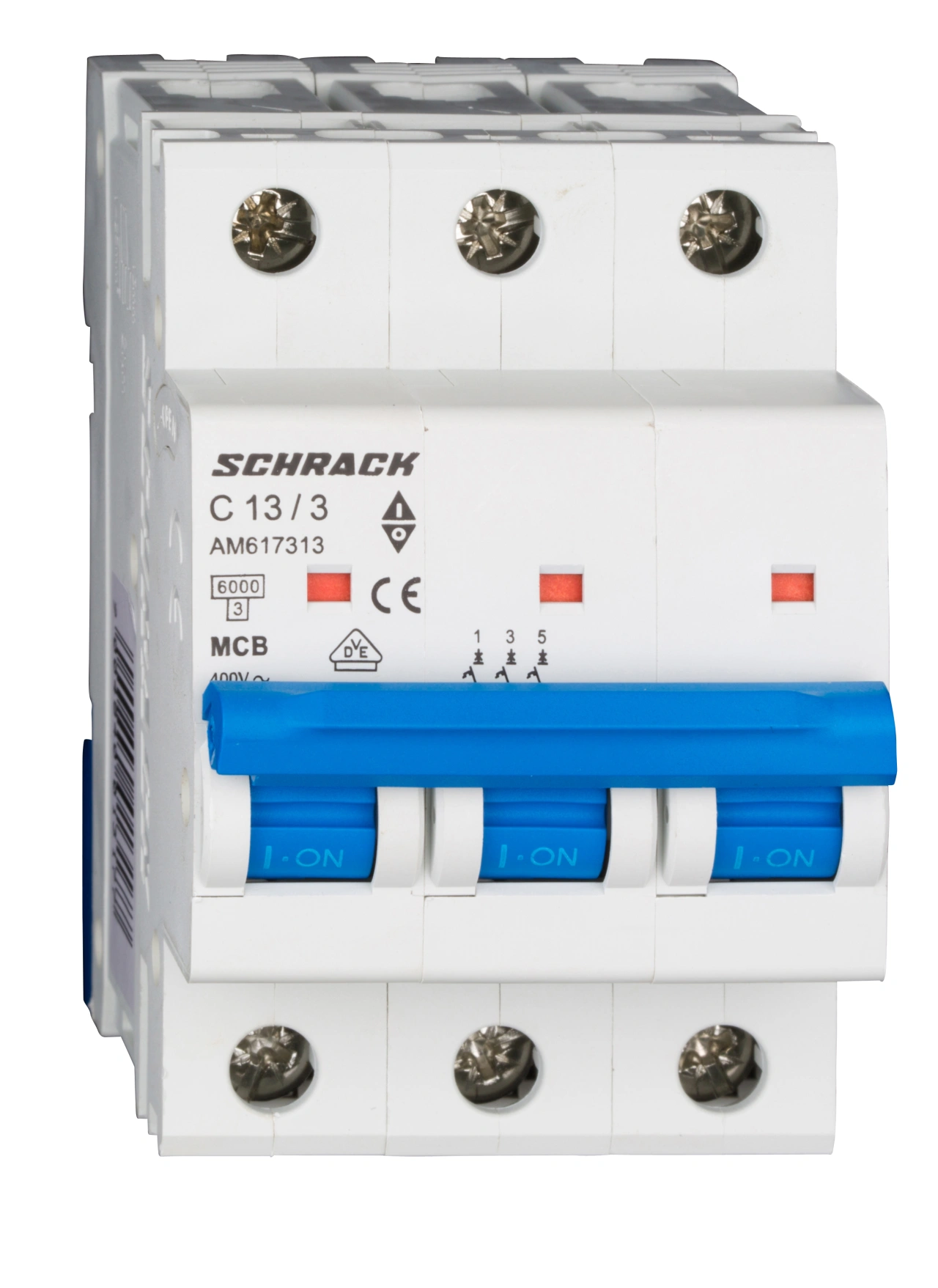 Întreruptor automat modular (MCB) AMPARO 6kA, C 13A, 3-poli