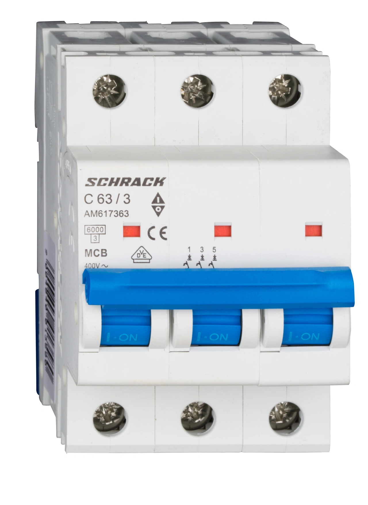 Întreruptor automat modular (MCB) AMPARO 6kA, C 63A, 3-poli