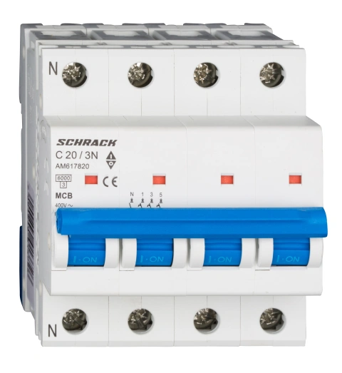 Întreruptor automat modular (MCB) AMPARO 6kA, C 20A, 3P+N