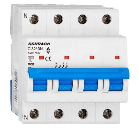 Întreruptor automat modular (MCB) AMPARO 6kA, C 32A, 3P+N