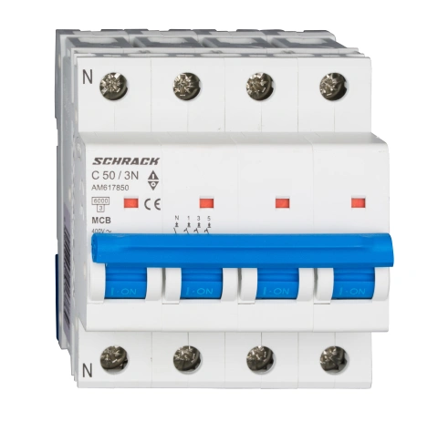Întreruptor automat modular (MCB) AMPARO 6kA, C 50A, 3P+N
