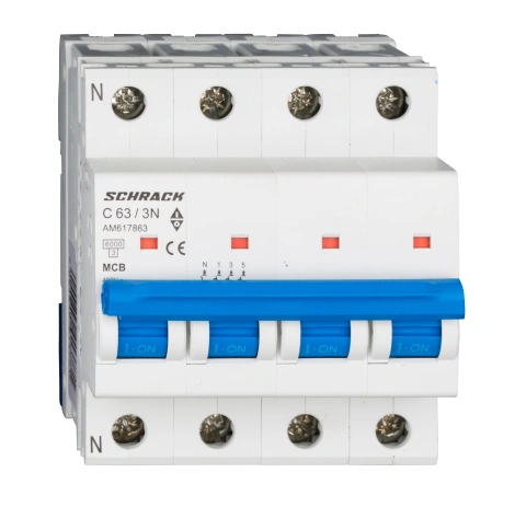 Întreruptor automat modular (MCB) AMPARO 6kA, C 63A, 3P+N