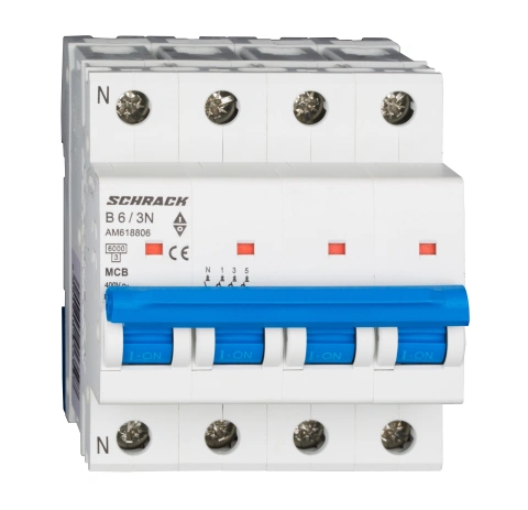 Întreruptor automat modular (MCB) AMPARO 6kA, B 6A, 3P+N