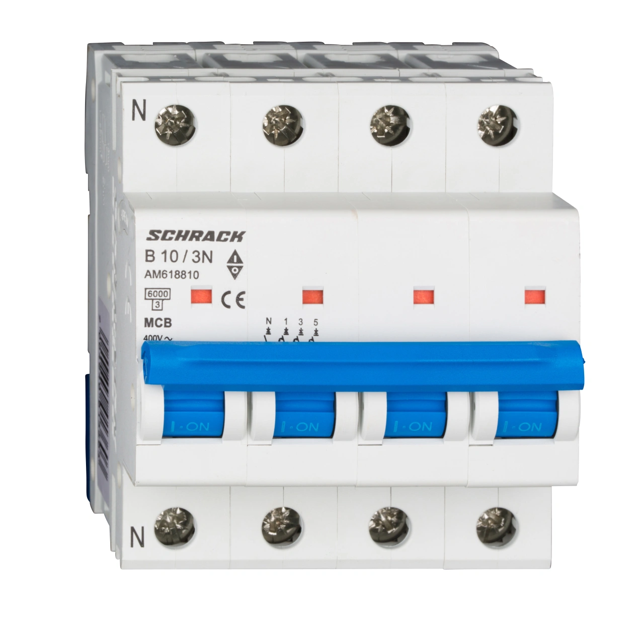 Întreruptor automat modular (MCB) AMPARO 6kA, B 10A, 3P+N