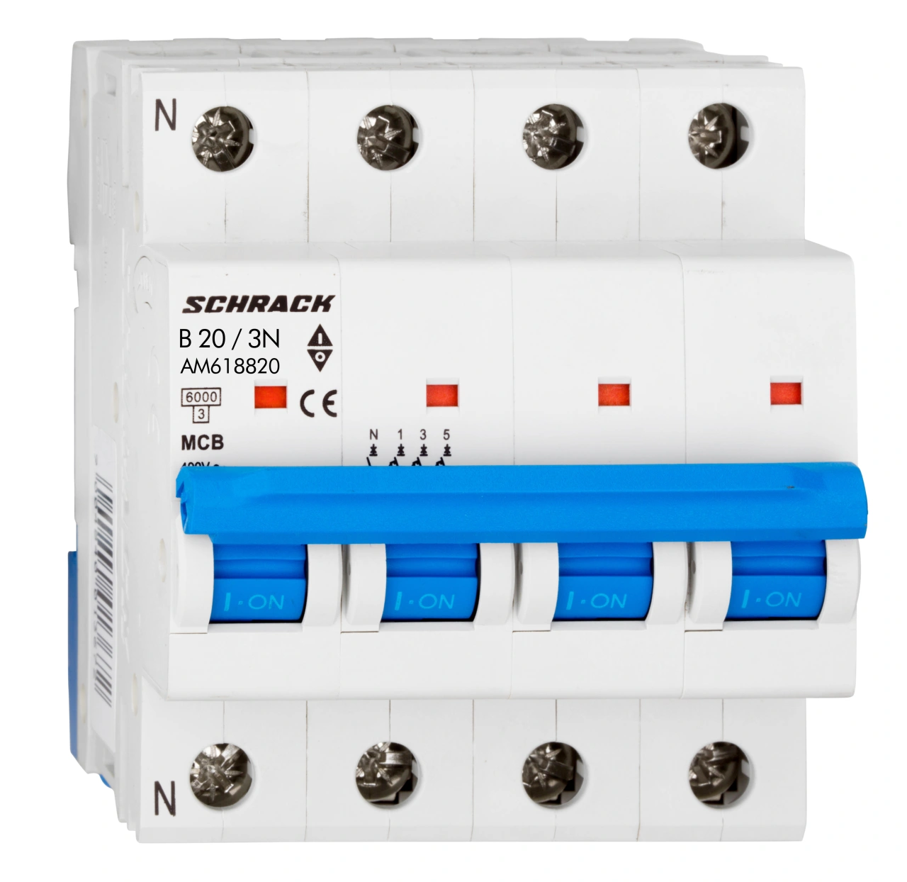 Întreruptor automat modular (MCB) AMPARO 6kA, B 20A, 3P+N