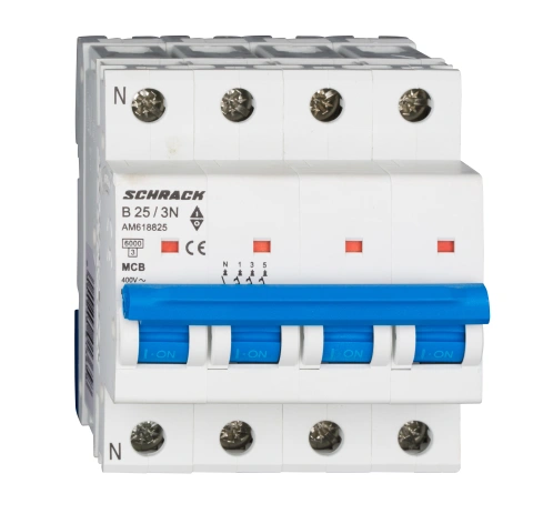 Întreruptor automat modular (MCB) AMPARO 6kA, B 25A, 3P+N