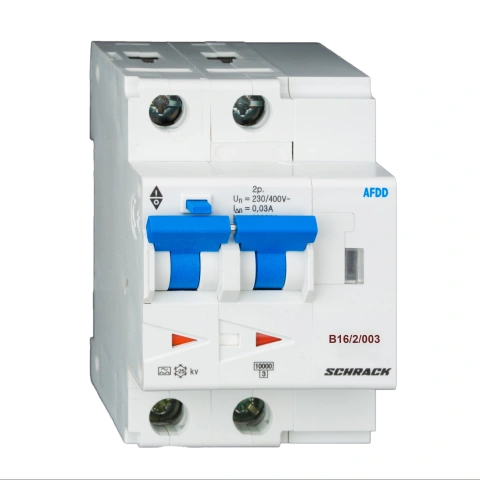 AFDD, seria Lisa, B 16 A, 2 poli, 30 mA, A/cu temp., 10 kA