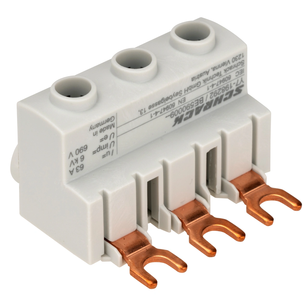 Bloc de alimentare 3poli BE5, 63A, 25mm², certificat UL