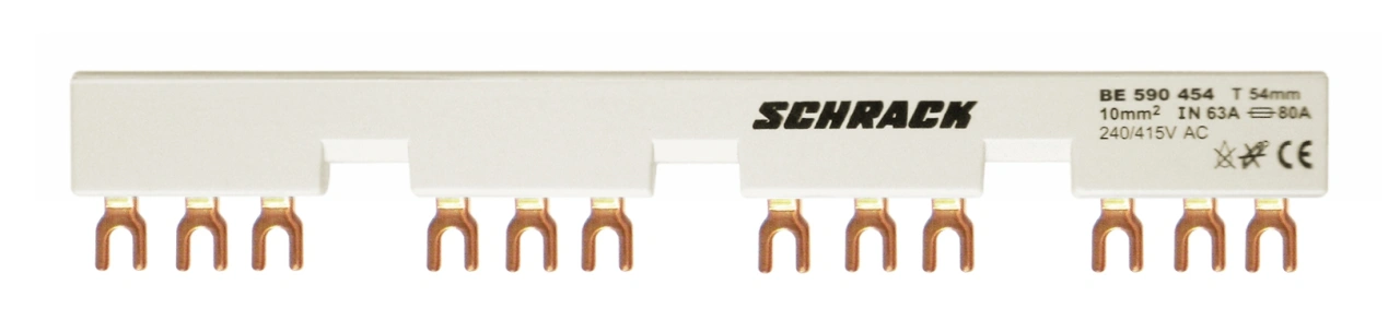 Baretă furcă pentru 4xBE5+ contact aux. 54mm, 63A