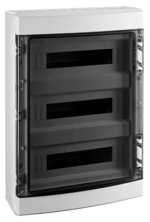 Distribution Board 3-row, 54MW, IP65, transparent door