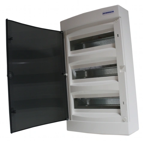Dulap distrib. montaj apl, 3 rânduri, 36UH, uşă transp.