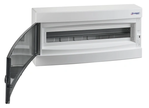 Cofret aparent, 24 UH, 1 rând, ușă transparentă, IP40