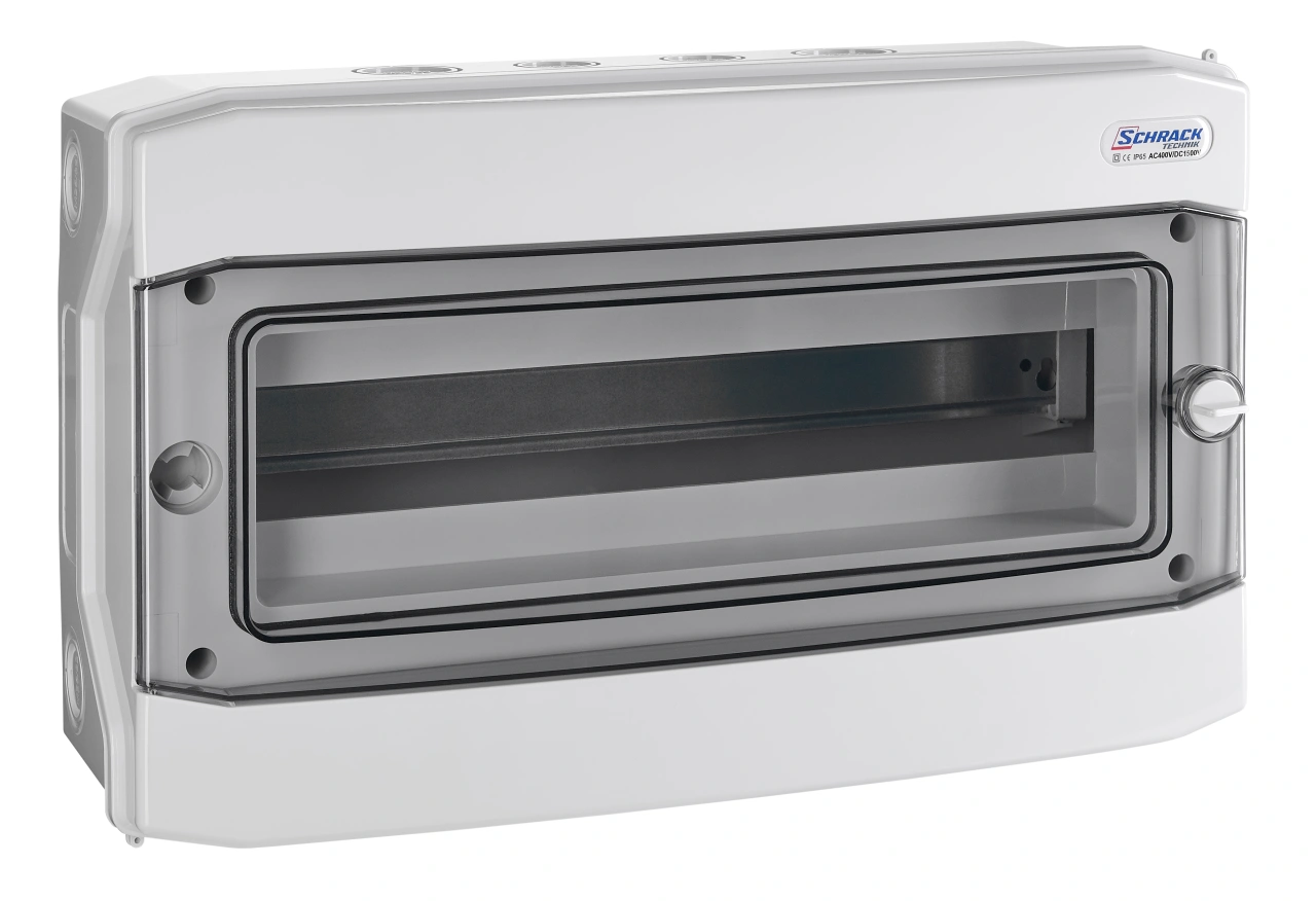 Cofret mural, 1rând, 18 UH (module), transparent IP65