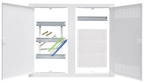 Media combi-enclosure frame and doors, horizontal 3-rows