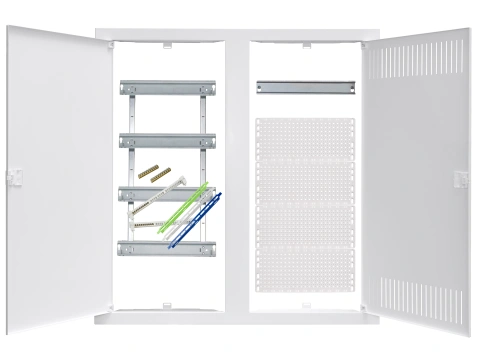 Media combi-enclosure frame and doors, horizontal 4-rows