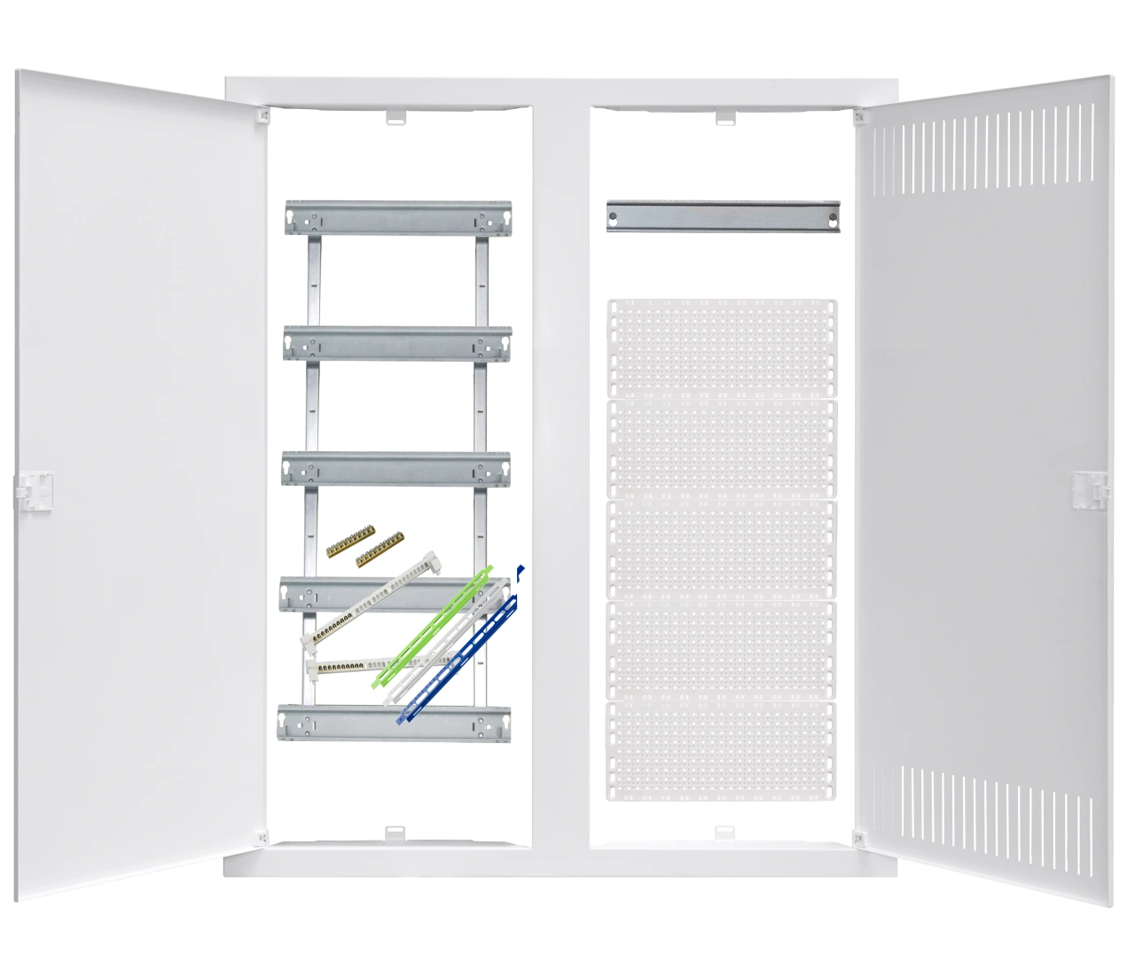 Media combi-enclosure frame and doors, horizontal 5-rows