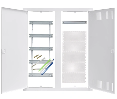 Media combi-enclosure frame and doors, horizontal 5-rows