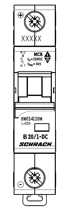 Miniature Circuit Breaker (MCB) DC-B20/1, 40° C, 10kA