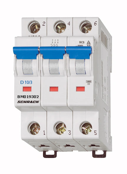 Miniature Circuit Breaker (MCB) D, 2A, 3-pole, 10kA, 40° C