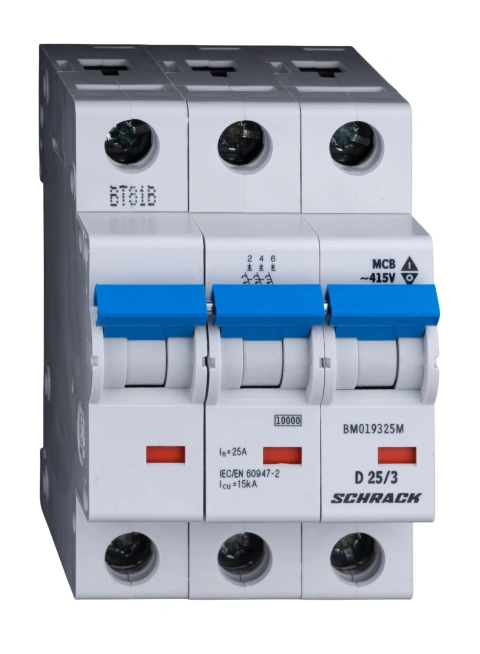 Miniature Circuit Breaker (MCB) D, 25A, 3-pole, 10kA, 40° C