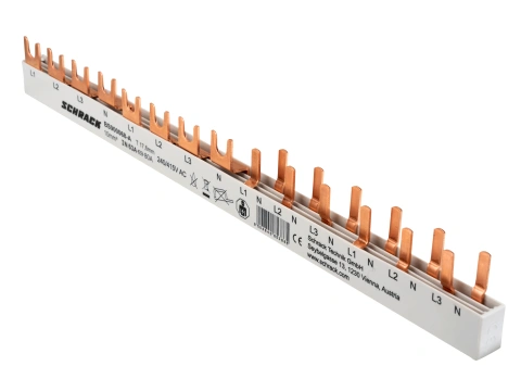 Busbar, 1xRCCB 4-pole, 1 MCB 3+N, 6 MCB 1+N/1 MW, 14MW_7