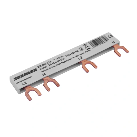 Baretă, 2 poli, L2, 1xRCCB 4 poli la 1xRCBO1+N, 6 mod, 10mm²
