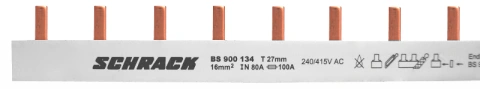 Baretă alim. 3p cu pini pt. NEOZED, L=1m, 16 mm², Pas=27mm