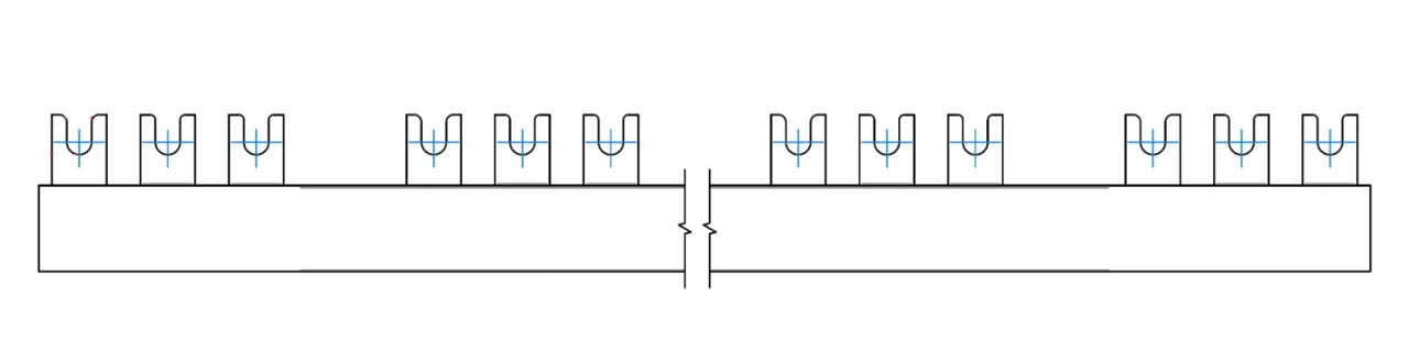 Baretă alim. 3p cu pini pt. TYTAN, L=1m, 16 mm², Pas=27mm