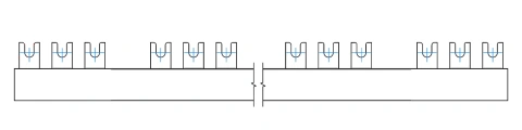 Baretă alim. 3p cu pini pt. TYTAN, L=1m, 16 mm², Pas=27mm