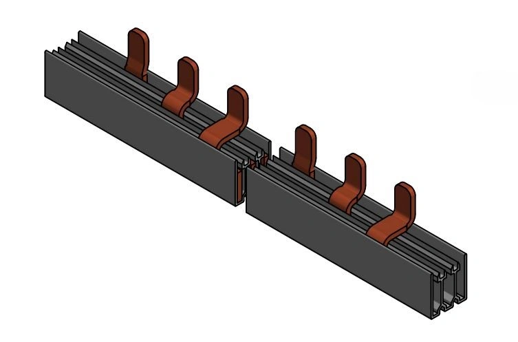 Busbar Pin Version 35mm², MW=27mm, 3-pole, 1m