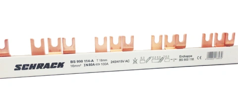 Baretă cu contacte furcă 18mm, 3 poli, 16mm², 1m
