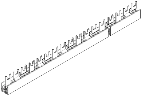 C-Busbar 3-pole.N.break-out, 16mm²