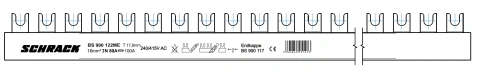 Baretă cu contacte furcă, 16 mm², L1/L2/L3/N, 4 poli, 1m