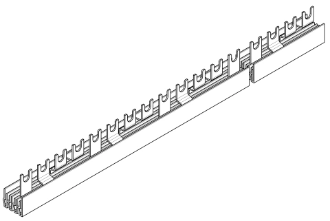 Baretă cu contacte furcă 18mm, 10mm², 4p, 1m