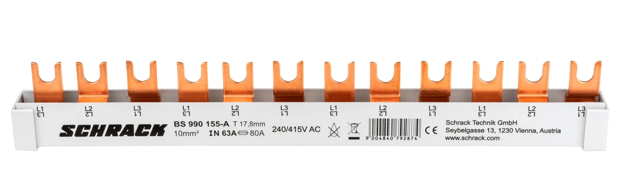 Baretă, 12xMCB1p sau 4xMCB3p, 12 module, 10 mm²