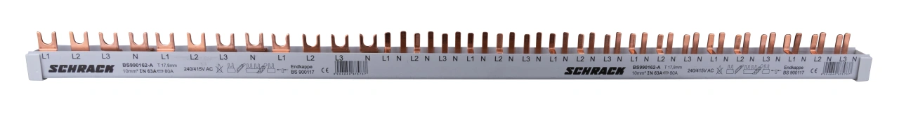 Busbar, 1xRCCB 4-pole, 2xMCB 4-pole, 18 x MCB 1+N/1 MW, 30MW