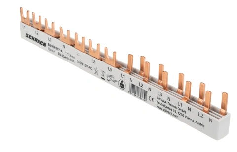 Busbar, 1xRCCB 4-pole, 1 MCB 3-pole, 5 MCB 1+N/1 MW, 12MW_7