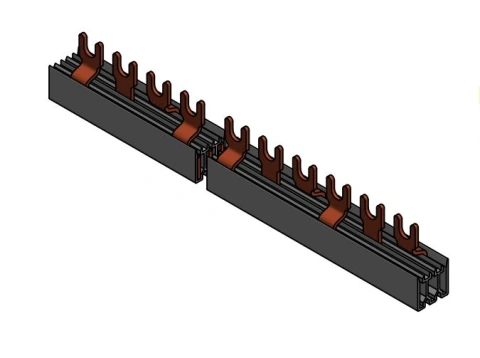 C-Busbar 3-pole, break-out, 16mm², 1m