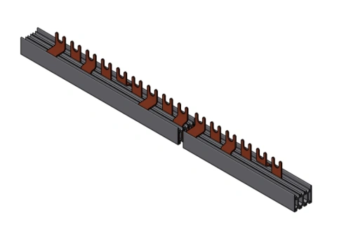 Busbar Fork 4-pole, N/L1/N/L2/N/L3, 10mm², 1m