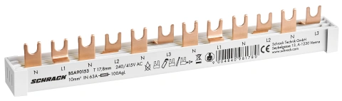 Busbar 4-pole, 6xMCB N+1, 12MW