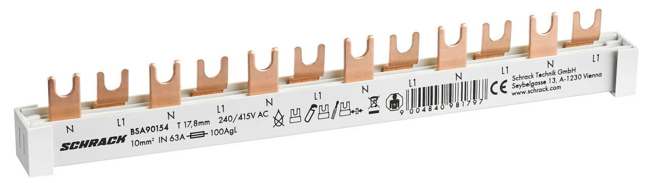 Busbar 2-pole, 6xMCB N+1, 12MW