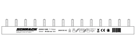 Bareta 3P, 10mm², pin, 1m