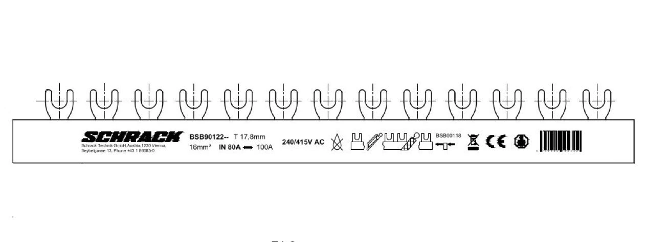 Bareta 4P, L1/L2/L3/N, 16mm²