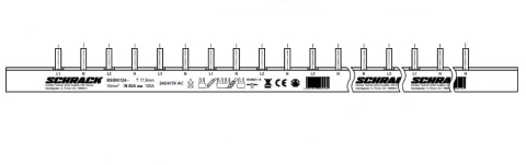 Busbar Pin Version L1/N/L2/N/L3/N, 4-pole, 16mm², 1m